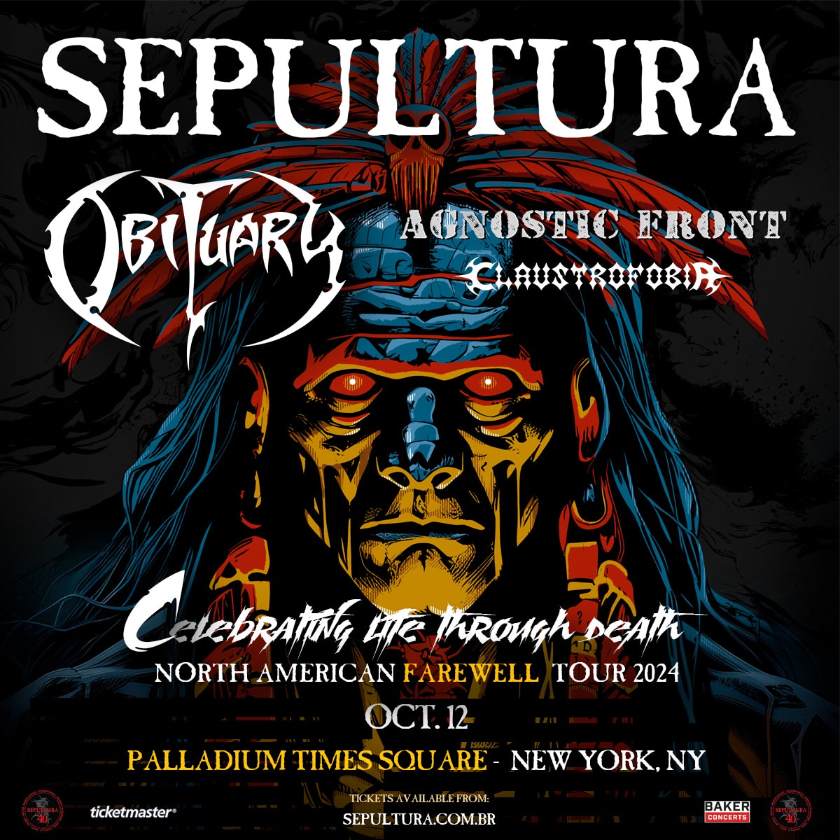 SEPULTURA - Celebrating Life Through Death Farewell Tour 2024 - Baker ...