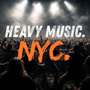 Packed mosh pit crowd at a dark metal concert in NYC